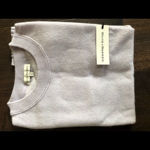 White and Warren Cashmere Easy Wide Rib Hem Crew